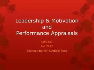 Leadership &amp; Motivation and Performance Appraisals