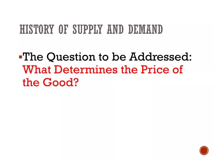 history of supply and demand