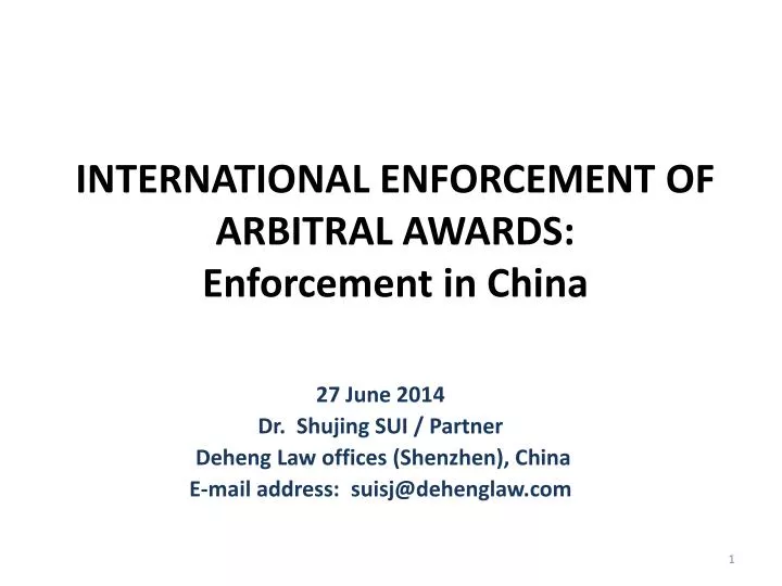 international enforcement of arbitral awards enforcement in china