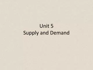 Unit 5 Supply and Demand
