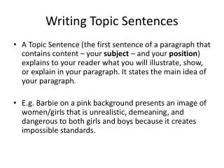 Writing Topic Sentences