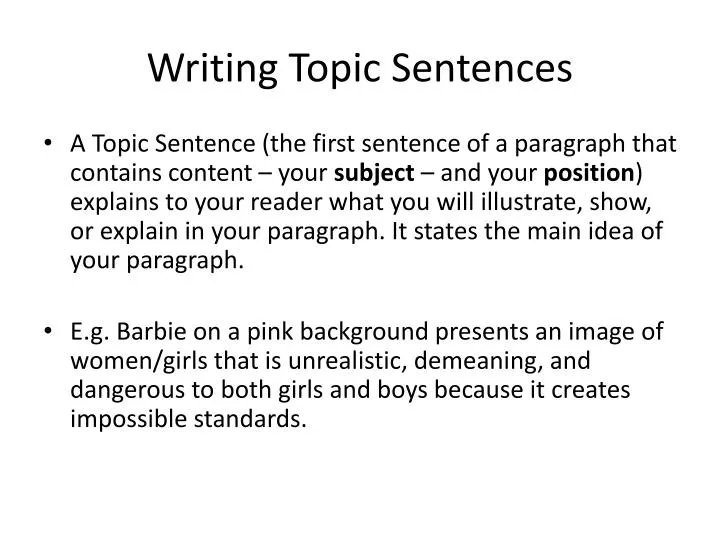 writing topic sentences
