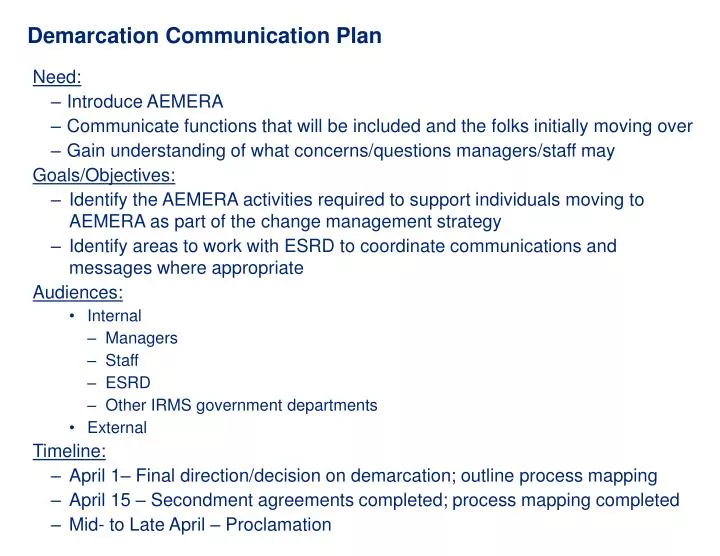 demarcation communication plan