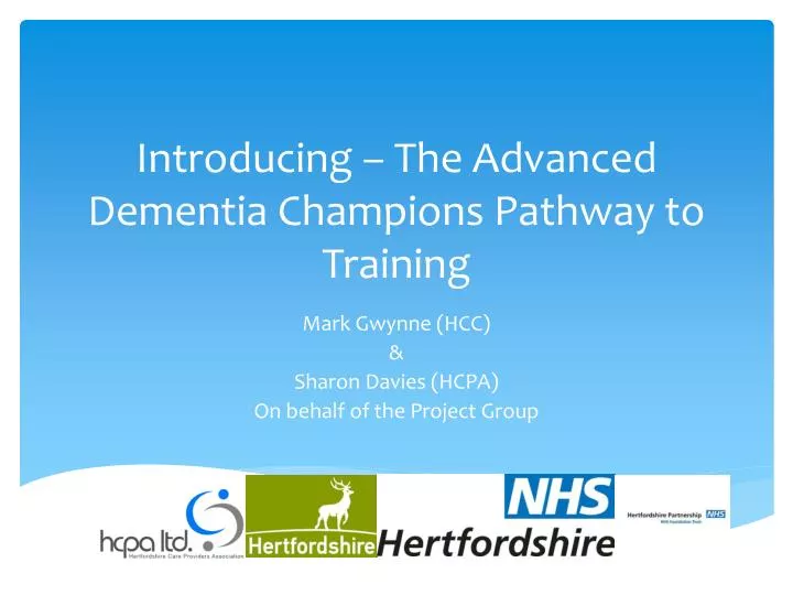 introducing the advanced dementia champions pathway to training