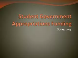 Student Government Appropriations Funding