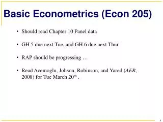Basic Econometrics (Econ 205)