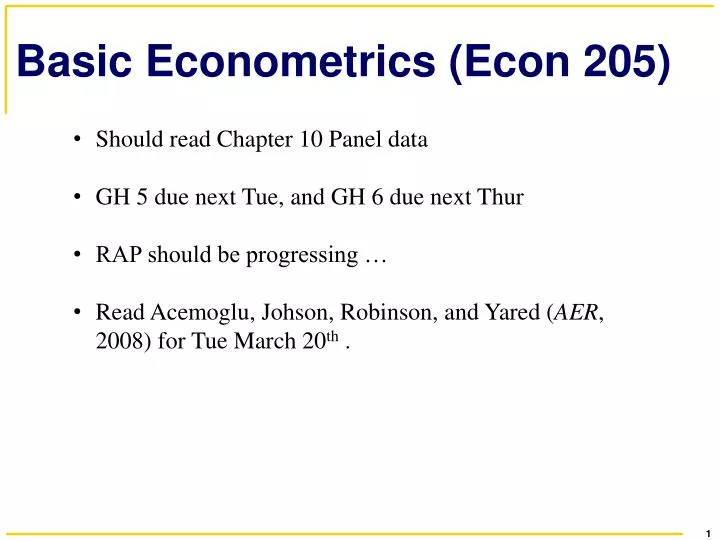 basic econometrics econ 205