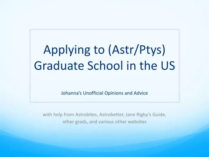 applying to astr ptys graduate school in the us
