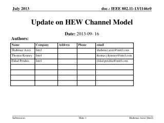 Update on HEW Channel Model