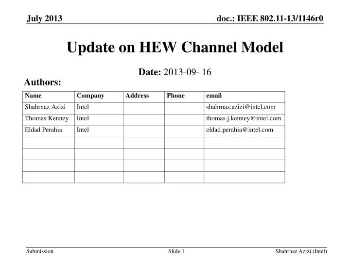 update on hew channel model