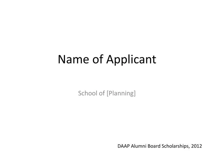 name of applicant