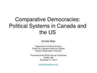 Comparative Democracies: Political Systems in Canada and the US