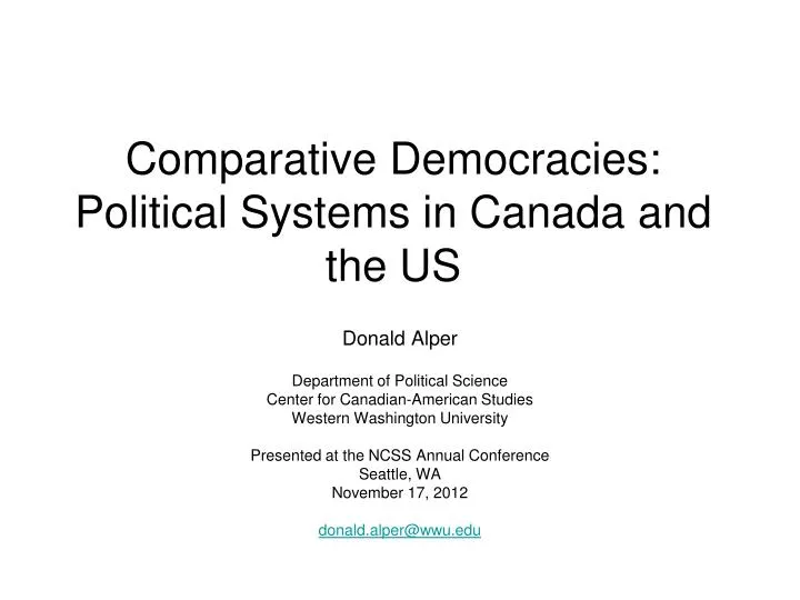 comparative democracies political systems in canada and the us