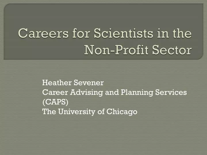 careers for scientists in the non profit sector