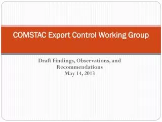 COMSTAC Export Control Working Group