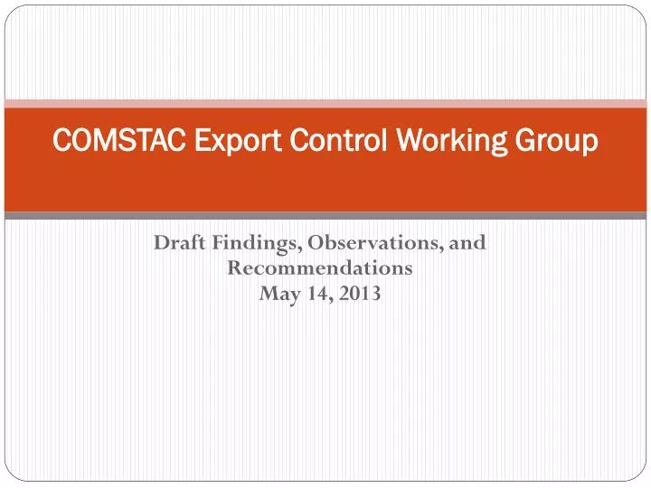 comstac export control working group