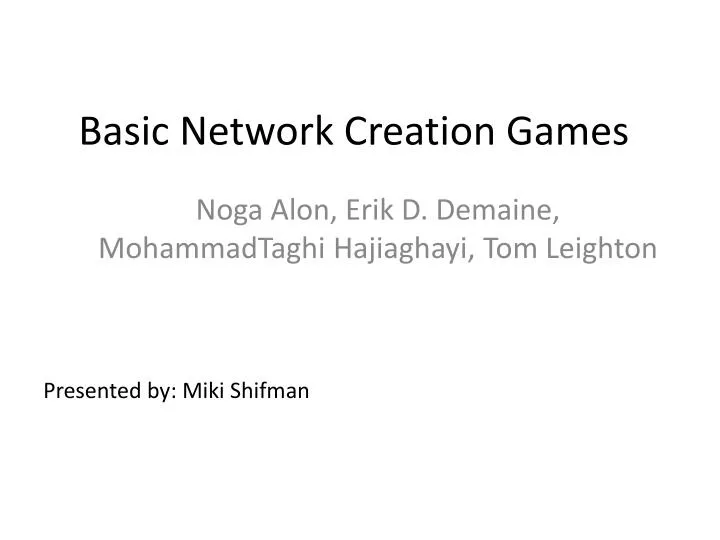 basic network creation games