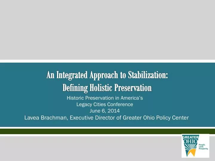 an integrated approach to stabilization defining holistic preservation