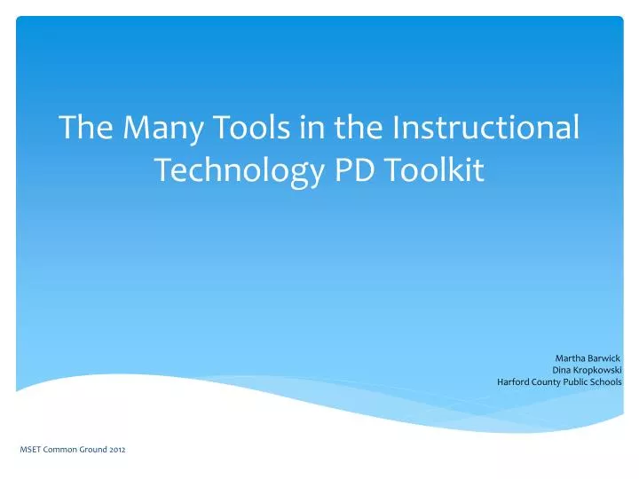 the many tools in the instructional technology pd toolkit