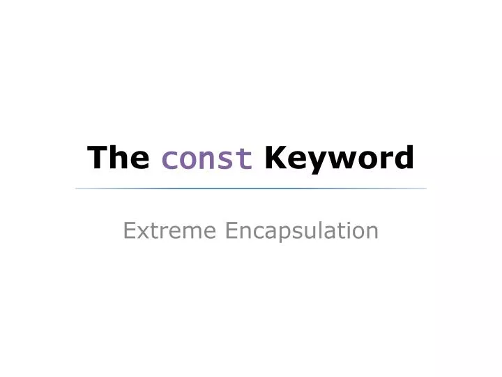 the const keyword