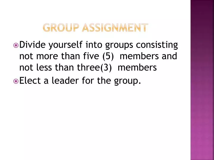 group assignment definition
