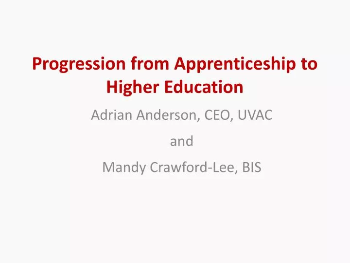 progression from apprenticeship to higher education