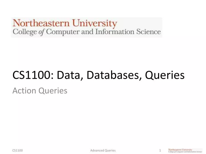 cs1100 data databases queries