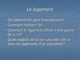 le logement