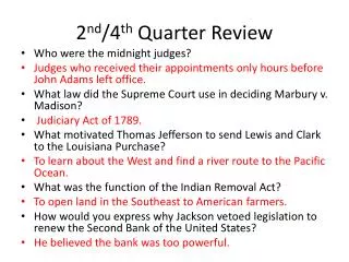 2 nd /4 th Quarter Review