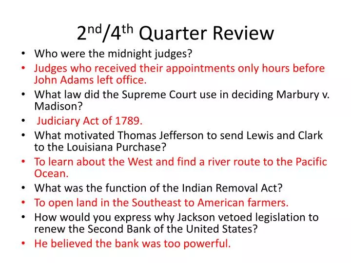 2 nd 4 th quarter review