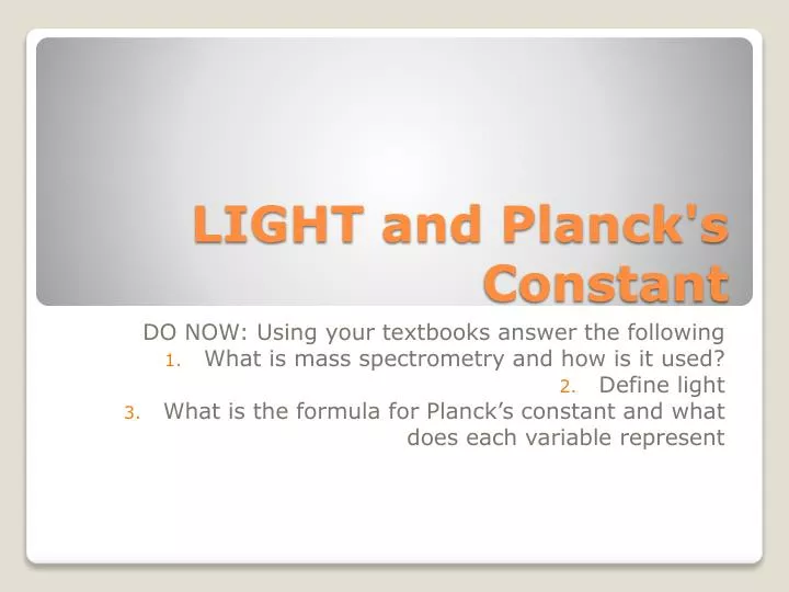 light and planck s constant