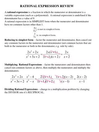 RATIONAL EXPRESSION REVIEW