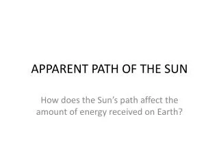 apparent path of the sun