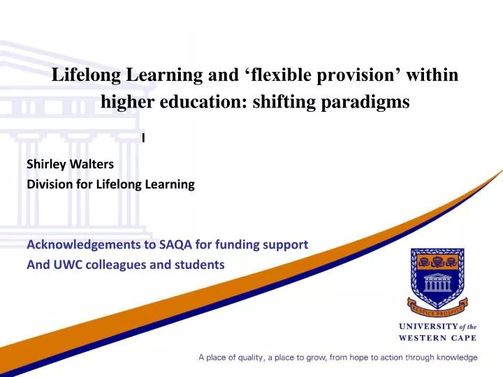 lifelong learning and flexible provision within higher education shifting paradigms
