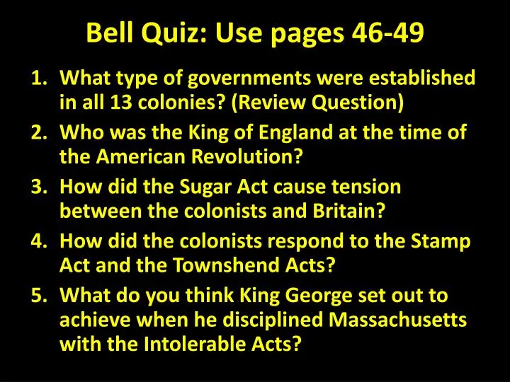 bell quiz use pages 46 49