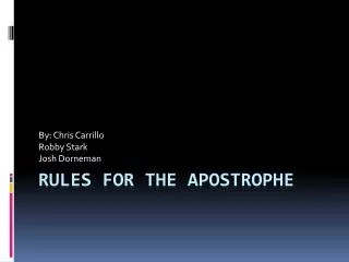 Rules for the Apostrophe
