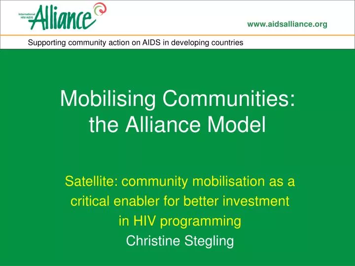 mobilising communities t he alliance model