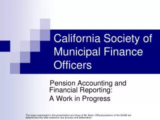 California Society of Municipal Finance Officers