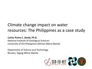 Climate change impact on water resources: The Philippines as a case study