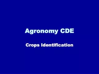 Agronomy CDE