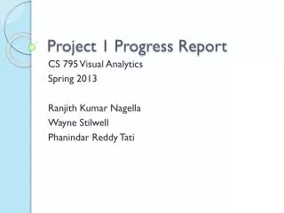 Project 1 Progress Report