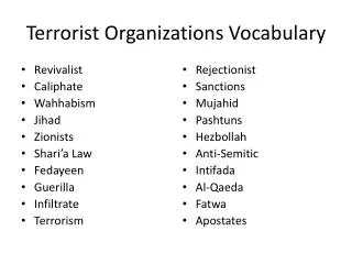 Terrorist Organizations Vocabulary