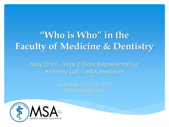 who is who in the faculty of medicine dentistry