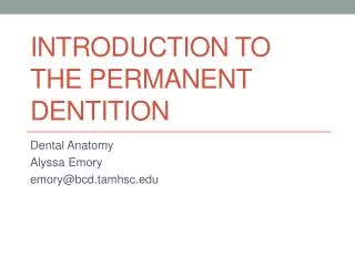 Introduction to the permanent dentition