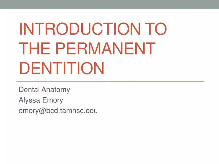 introduction to the permanent dentition