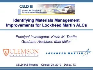Identifying Materials Management Improvements for Lockheed Martin ALCs