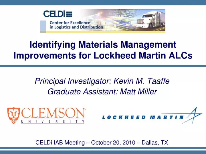 identifying materials management improvements for lockheed martin alcs