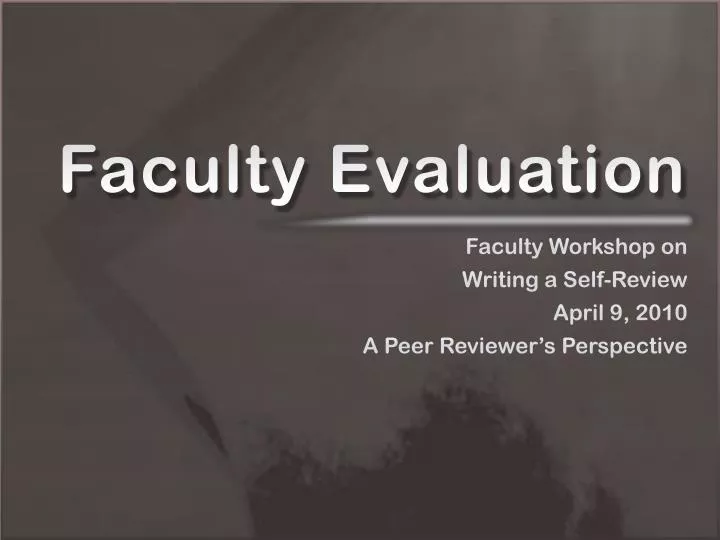 faculty evaluation
