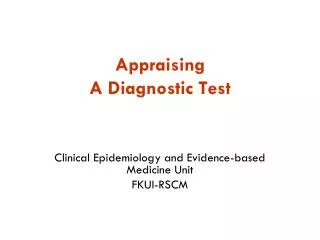 Appraising A Diagnostic Test