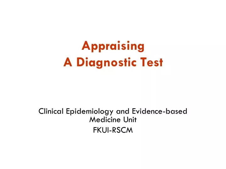 appraising a diagnostic test